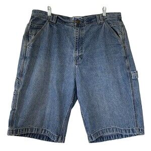 Utility Carpenter Cargo Shorts 100% Cotton Medium Wash 40W Preppy Workwear